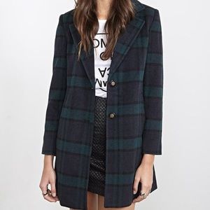 F21 Wool Tartan Coat Large